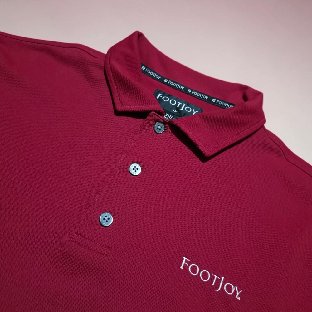 FootJoy Shirt Mens Medium Red Short Sleeve‎ Polo Performance Golf Casual FJ